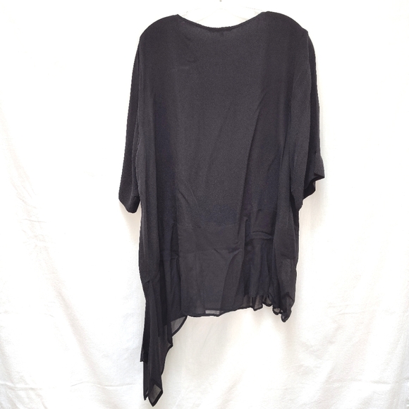 NWT Dressori Toni T Plus Top black silk asymmetric tunic crepe new lagenlook 3X - Picture 9 of 10